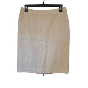 Ann Taylor Women's Milk White Wool Straight Pencil Lined Skirt w Center Back Sli